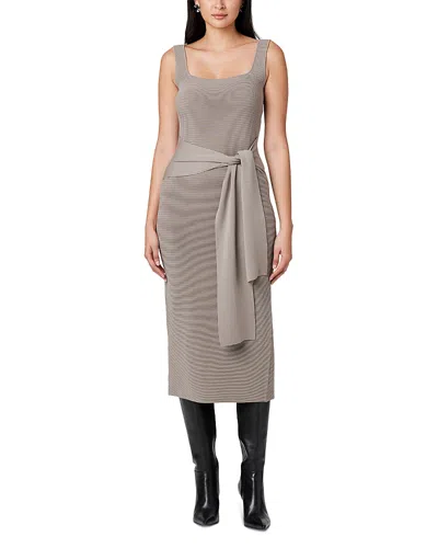 Toccin Elia Tie Front Sash Wool-blend Dress In Gray