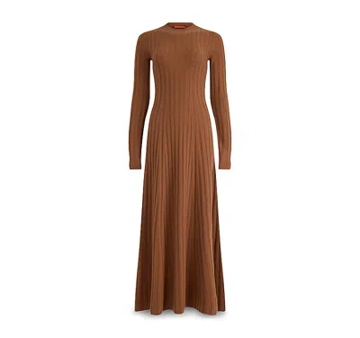 Altuzarra Gia Long-sleeve Wool-cashmere Rib Maxi Dress In Brown