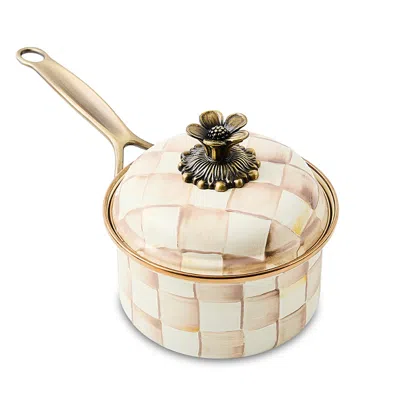 Mackenzie-childs Mocha Check 1 Qt. Saucepan In Neutral