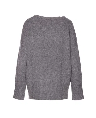 Lisa Yang Cashmere Knit Oversized Sweater With Contrasting Edge Detail In Gray