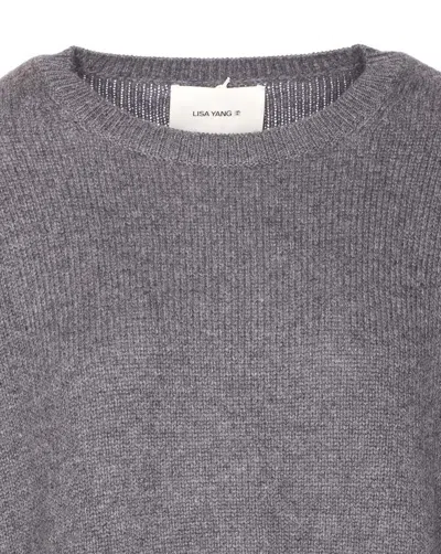 Lisa Yang Cashmere Knit Oversized Sweater With Contrasting Edge Detail In Gray