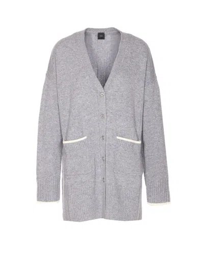 Pinko Cardigan Long À Col V In Gray