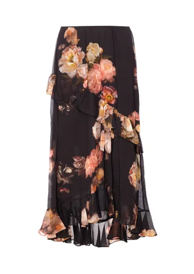 Zimmermann Hypnotic Asymmetric Midi Skirt In Multi