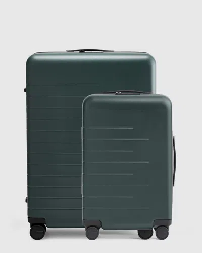 Quince Expandable Small Carry-on & Large Check-in Suitcase Bundle In Green