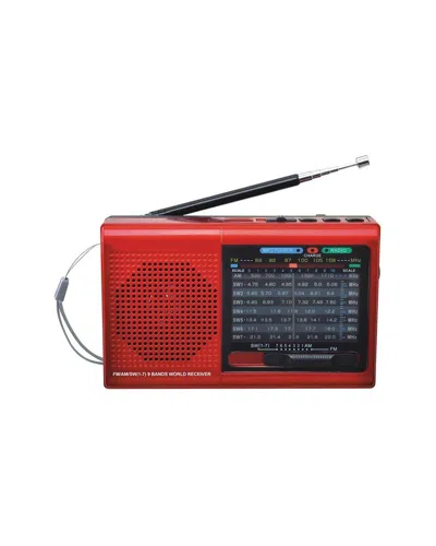 Supersonic 9 Band Red Radio With Bluetooth In Red