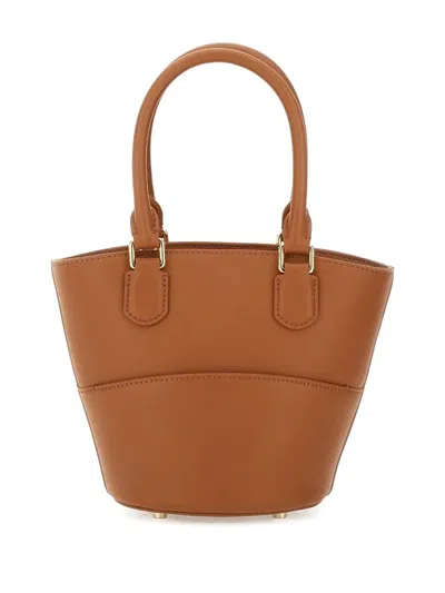 Self-portrait Chain Strap Top Handle Structured Shape In Brown