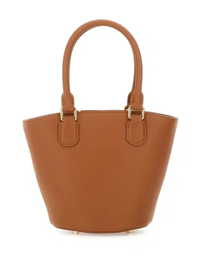 Self-portrait Chain Strap Top Handle Structured Shape In Brown