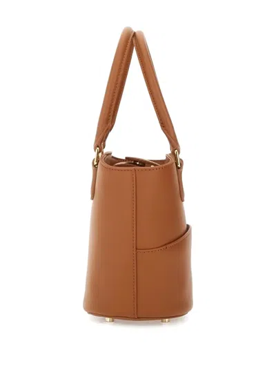 Self-portrait Chain Strap Top Handle Structured Shape In Brown