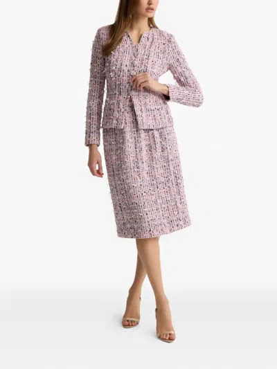 St John Paper Eyelash Button Tweed Jacket In Multi