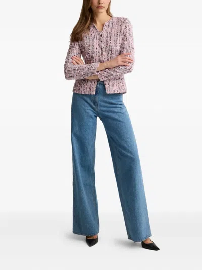 St John Paper Eyelash Button Tweed Jacket In Multi