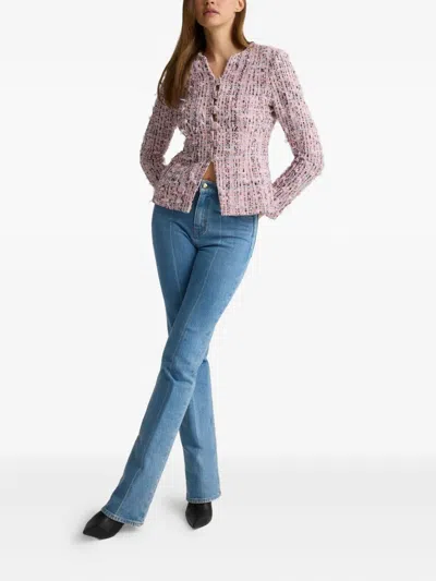 St John Paper Eyelash Button Tweed Jacket In Multi