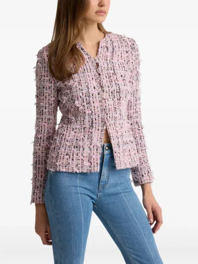 St John Paper Eyelash Button Tweed Jacket In Multi