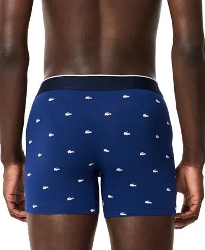 Lacoste Men's 3-pack Regular-fit Stretch Mini-croc Boxer Briefs In Multi