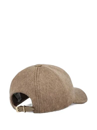 Max Mara Logo-plaque Cashmere Cap In Brown