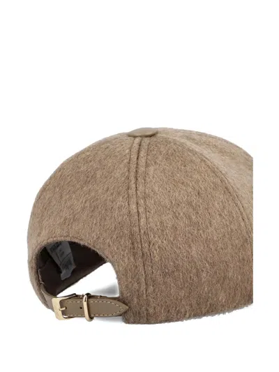 Max Mara Logo-plaque Cashmere Cap In Brown