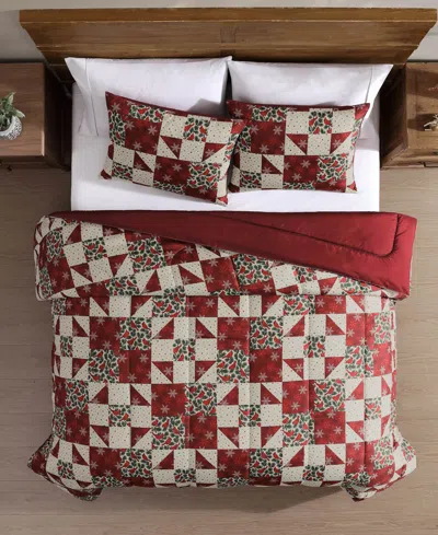 Hallmart Collectibles Cardinal Patchwork 3-pc. Comforter Set In Red