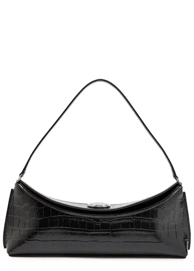 Jacquemus Le Calisson Crocodile-effect Leather Shoulder Bag In Black