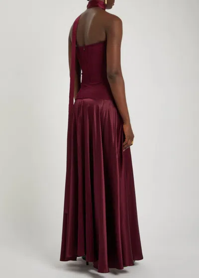 Esse Studios Illi Scarf-effect Silk And Stretch-knit Maxi Dress In Burgundy