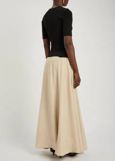 Esse Studios Tee Duo Two-tone Slub Woven And Stretch-knit Maxi Dress In Black