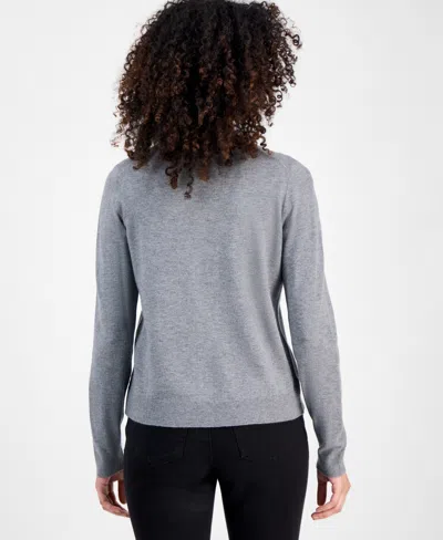 Style & Co Petite Crewneck Cardigan, Macy's Exclusive In Gray