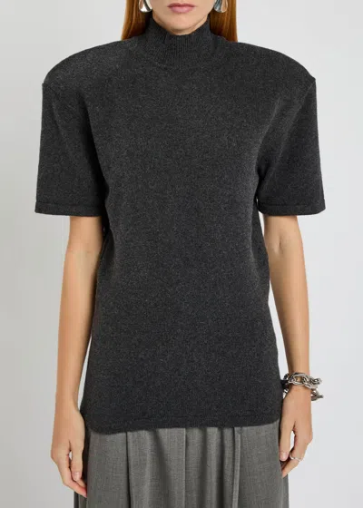 Jacquemus Cozy Turtleneck Knitwear Short Sleeves In Gray