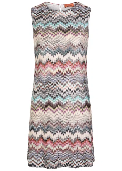 Missoni Crew Neck Mini Dress With Snake Pattern In Burgundy