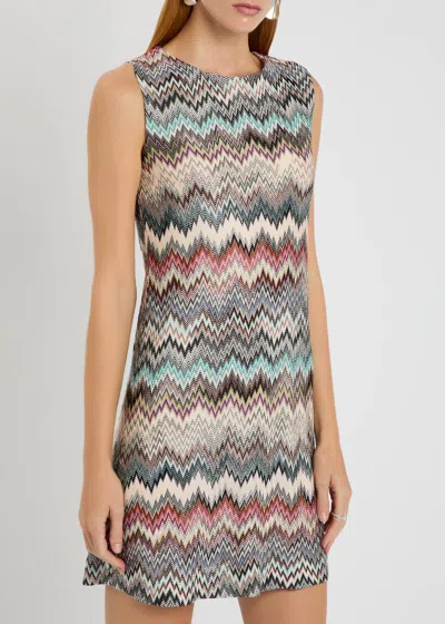 Missoni Crew Neck Mini Dress With Snake Pattern In Burgundy