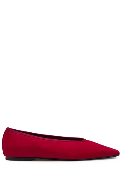 Totême Toteme Minimalist Suede Ballet Flats In Red