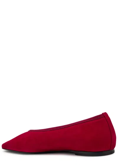 Totême Toteme Minimalist Suede Ballet Flats In Red
