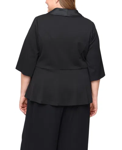 Alex Evenings Plus Size 3/4-sleeve Stretch Crepe Jacket Top In Black