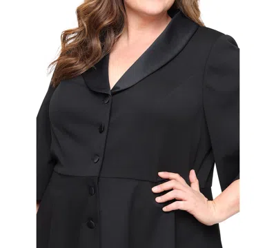 Alex Evenings Plus Size 3/4-sleeve Stretch Crepe Jacket Top In Black