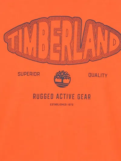 Timberland Logo-print Long-sleeve T-shirt In Orange