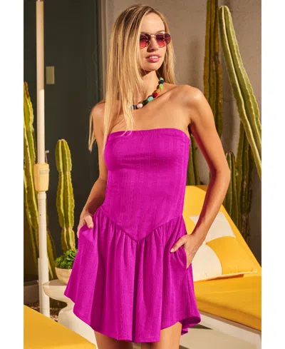 Becca Women's Palma Tube Mini Cover-up Dress In Pink