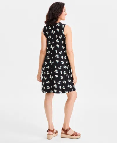 Style & Co Women's Printed Sleeveless Flip Flop Dress, Macy's Exclusive In Black