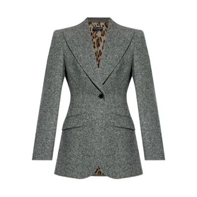 Dolce & Gabbana Tweed Jacket With Flap Pockets And Peak Lapels In Multi
