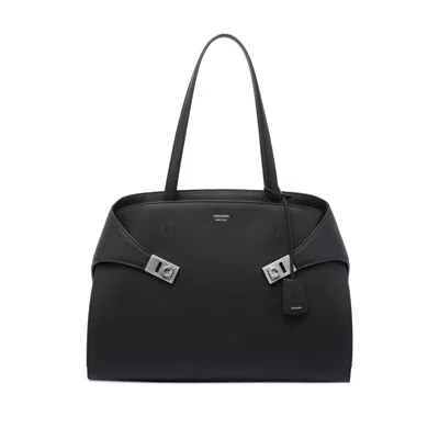 Ferragamo Hug Top-zip Leather Shoulder Bag In Black