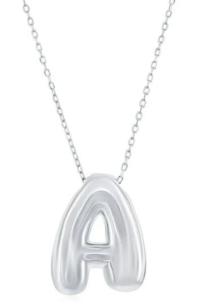 Simona Bubble Initial Pendant Necklace In Metallic