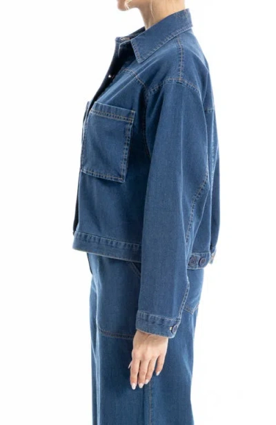 Max Studio Piqué Jacket In Blue