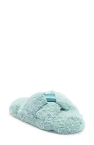 Honeydew The Knot Plush Faux Fur Slide Sandal In Blue
