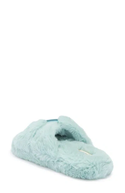 Honeydew The Knot Plush Faux Fur Slide Sandal In Blue