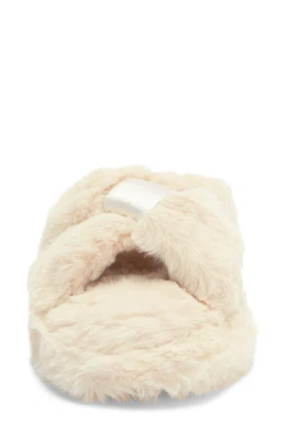 Honeydew The Knot Plush Faux Fur Slide Sandal In Neutral