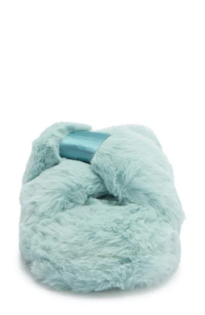 Honeydew The Knot Plush Faux Fur Slide Sandal In Blue