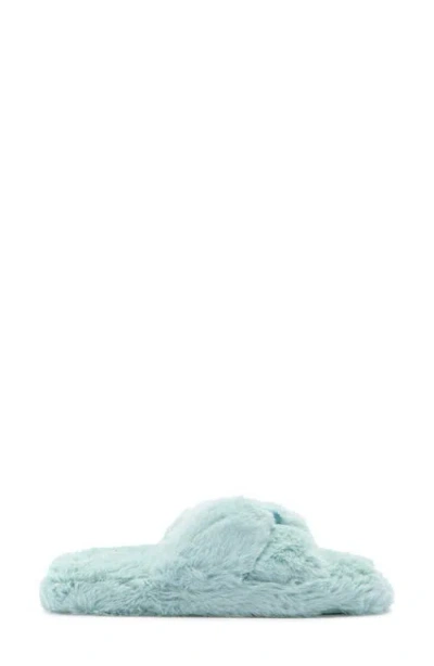Honeydew The Knot Plush Faux Fur Slide Sandal In Blue