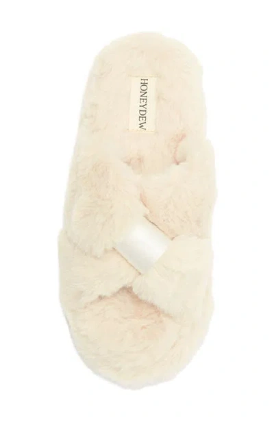 Honeydew The Knot Plush Faux Fur Slide Sandal In Neutral