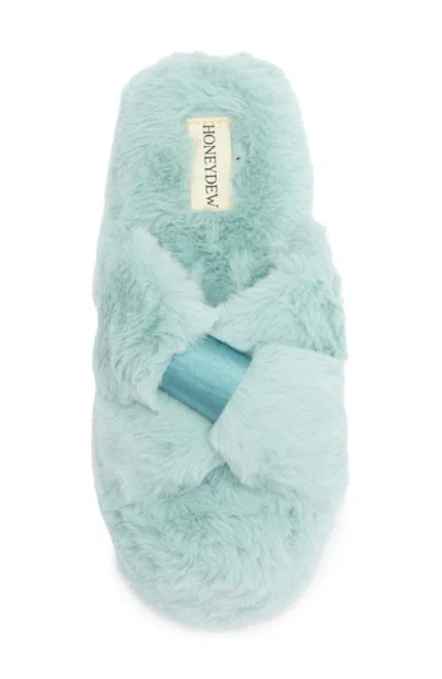 Honeydew The Knot Plush Faux Fur Slide Sandal In Blue
