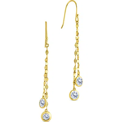 Sterling Forever Idaline Cubic Zirconia Drop Earrings In Gold