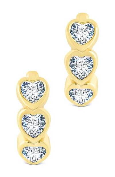 Sterling Forever Jorlyn Cubic Zirconia Heart Micro Huggie Hoop Earrings In Gold