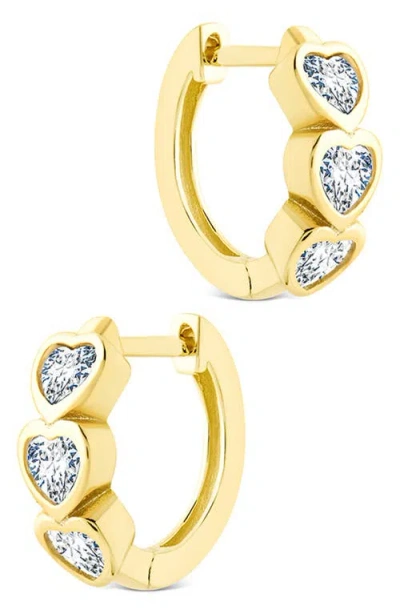 Sterling Forever Jorlyn Cubic Zirconia Heart Micro Huggie Hoop Earrings In Gold