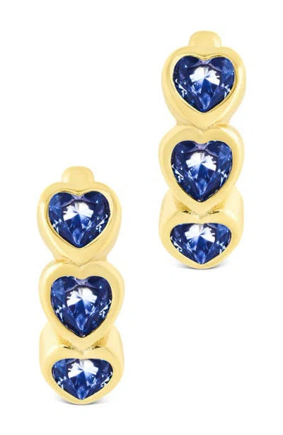 Sterling Forever Isobel Cubic Zirconia Heart Micro Huggie Hoop Earrings In Gold