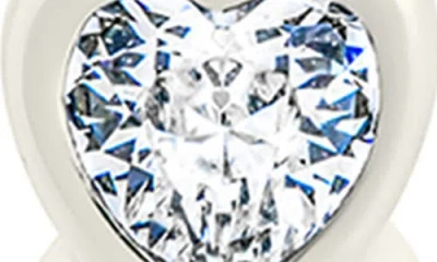 Sterling Forever Jorlyn Cubic Zirconia Heart Micro Huggie Hoop Earrings In Silver